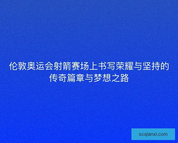 伦敦奥运会射箭赛场上书写荣耀与坚持的传奇篇章与梦想之路